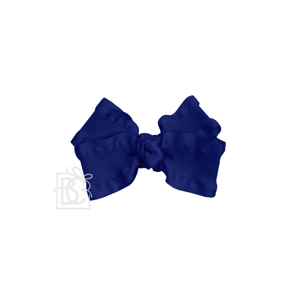 BROWN DOUBLE RUFFLE BOW ON CLIP