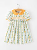 Fall Smocked Dress with Scallop Collar