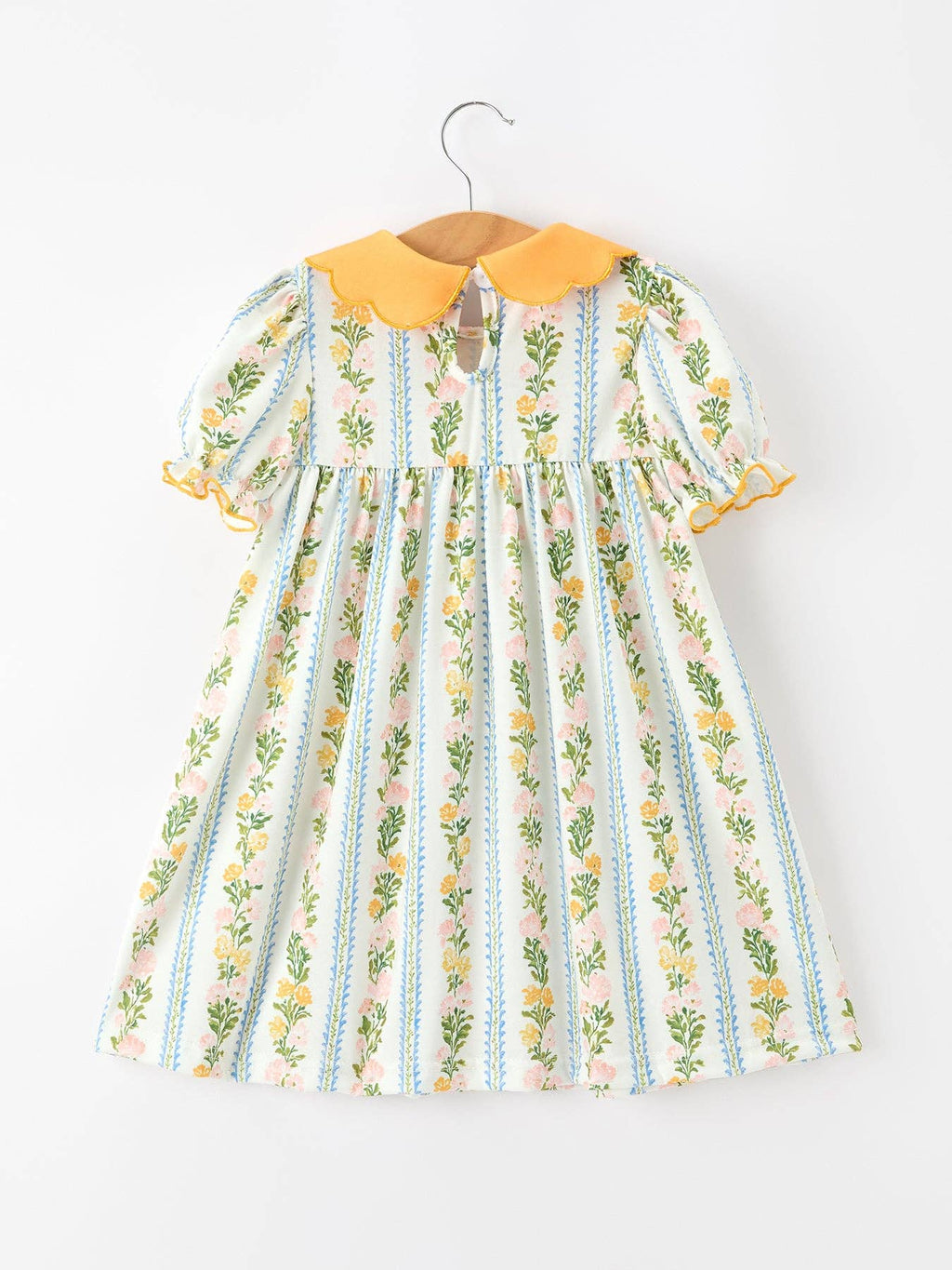 Fall Smocked Dress with Scallop Collar