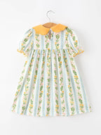 Fall Smocked Dress with Scallop Collar