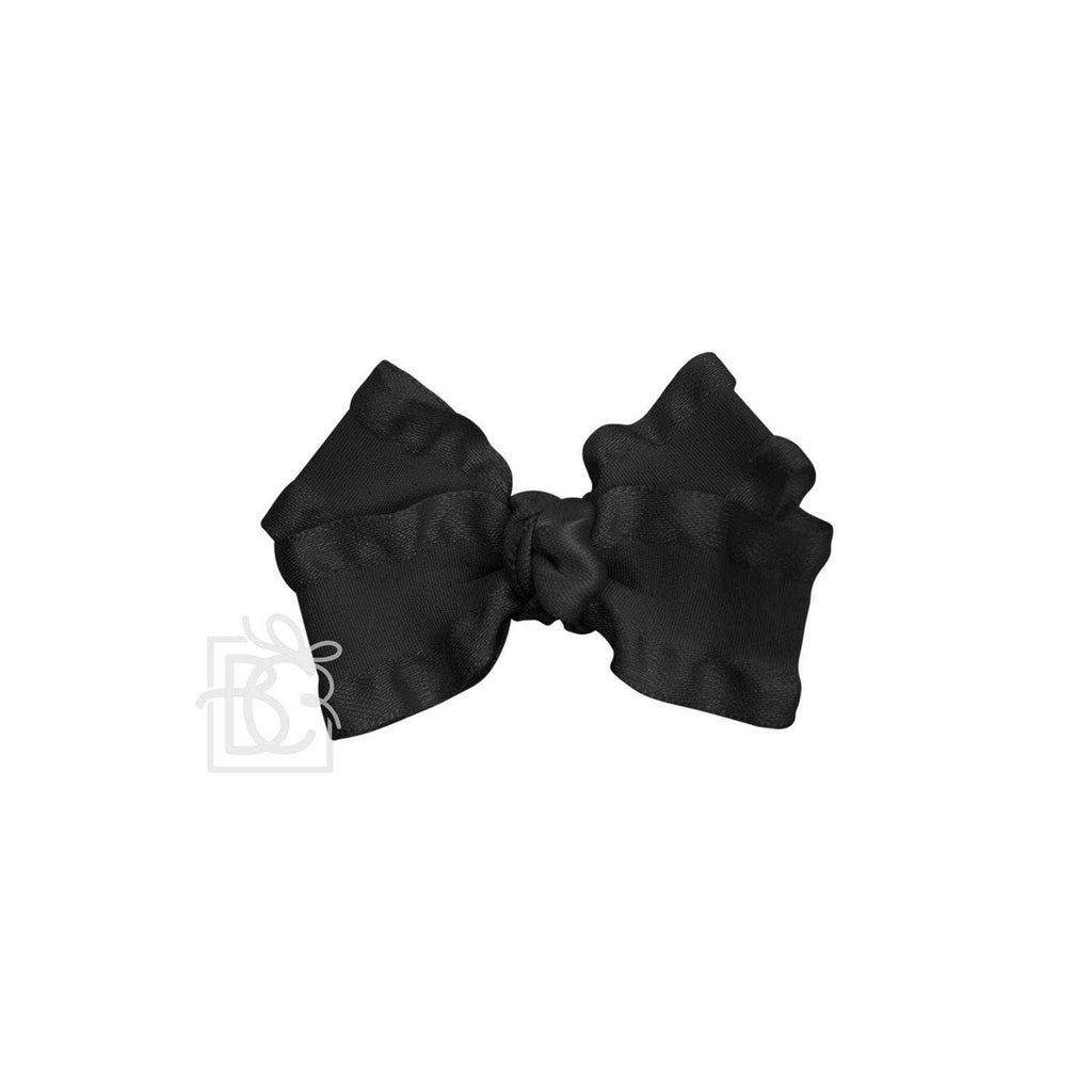 BROWN DOUBLE RUFFLE BOW ON CLIP