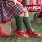 Scalloped Fancy Knee High Socks - Forest