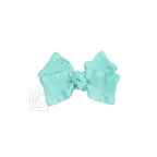 BROWN DOUBLE RUFFLE BOW ON CLIP