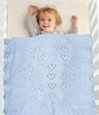 Blue Heart Cotton Knit Blanket