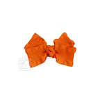 BROWN DOUBLE RUFFLE BOW ON CLIP