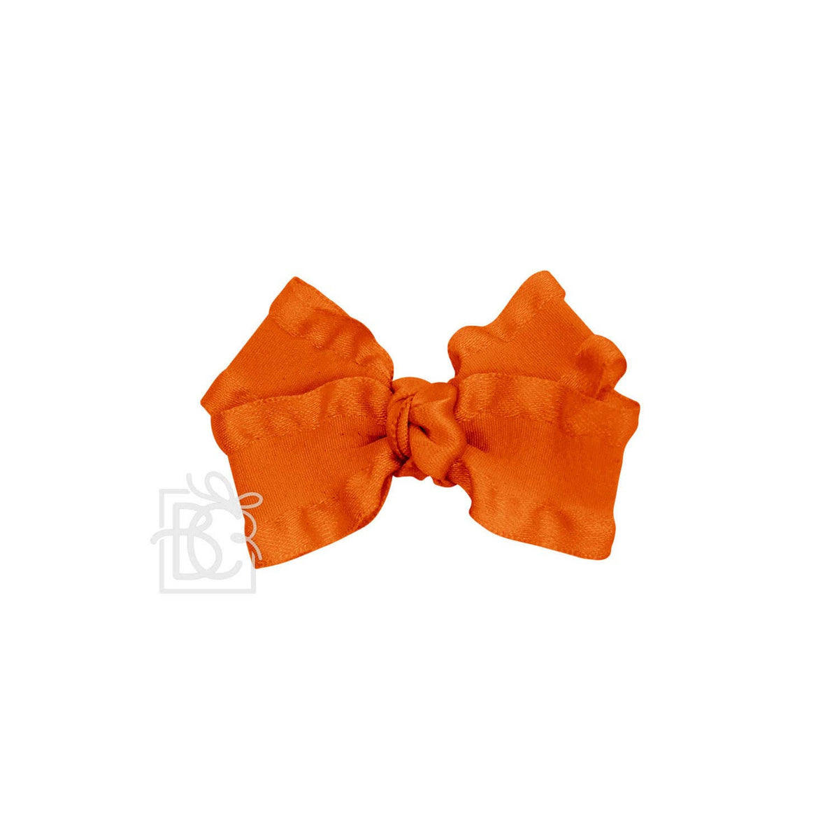 BROWN DOUBLE RUFFLE BOW ON CLIP