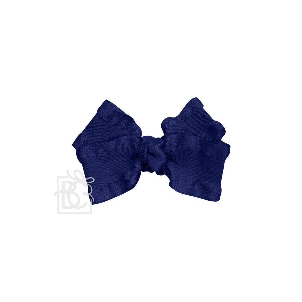 BROWN DOUBLE RUFFLE BOW ON CLIP
