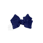 BROWN DOUBLE RUFFLE BOW ON CLIP