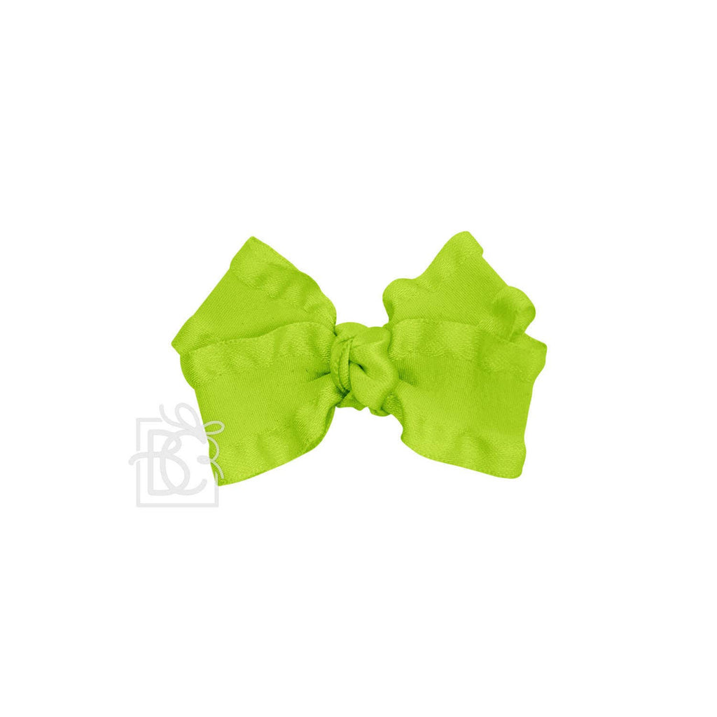 BROWN DOUBLE RUFFLE BOW ON CLIP