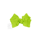 BROWN DOUBLE RUFFLE BOW ON CLIP