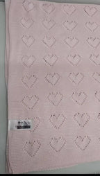 Pink Heart Cotton Knit Blanket