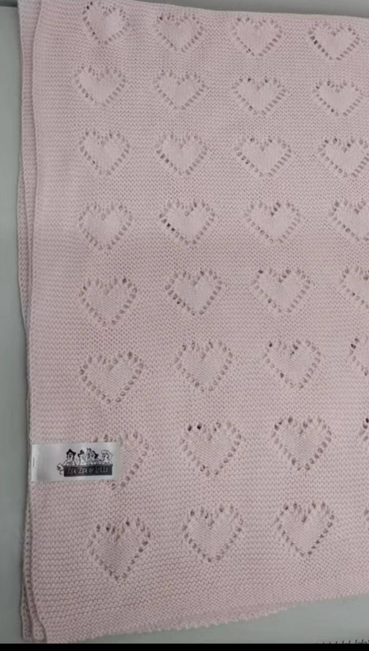 Pink Heart Cotton Knit Blanket