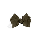 BROWN DOUBLE RUFFLE BOW ON CLIP