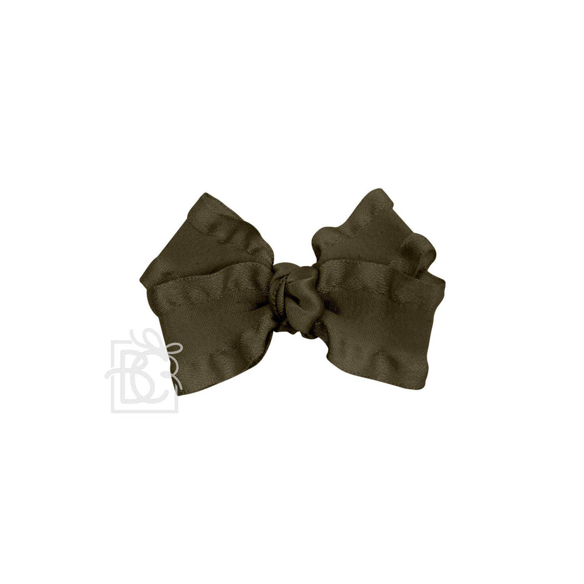 BROWN DOUBLE RUFFLE BOW ON CLIP