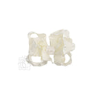 BROWN DOUBLE RUFFLE BOW ON CLIP