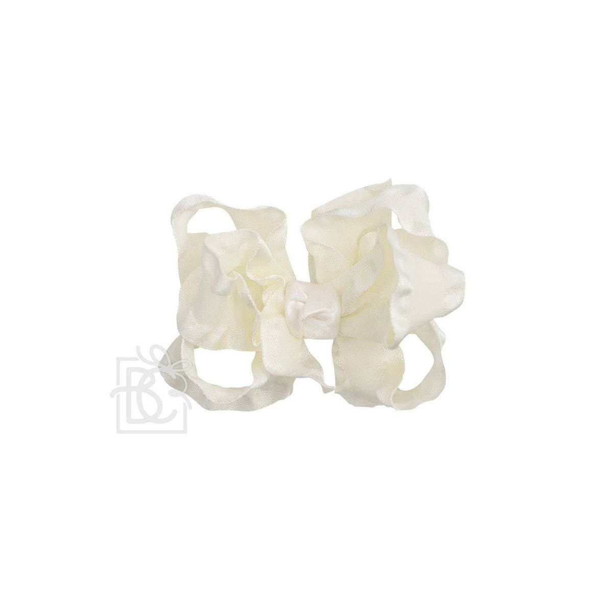 BROWN DOUBLE RUFFLE BOW ON CLIP