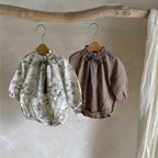 Baby Girls Vintage Floral/Plain Bow-Tie bubble