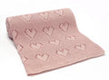 Pink Heart Cotton Knit Blanket