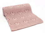 Pink Heart Cotton Knit Blanket