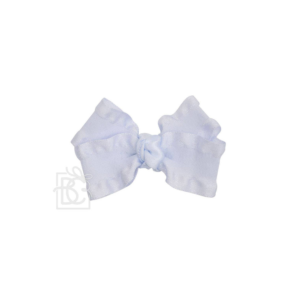 BROWN DOUBLE RUFFLE BOW ON CLIP