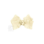 BROWN DOUBLE RUFFLE BOW ON CLIP