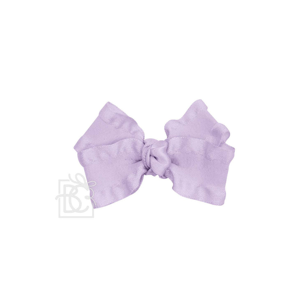 BROWN DOUBLE RUFFLE BOW ON CLIP