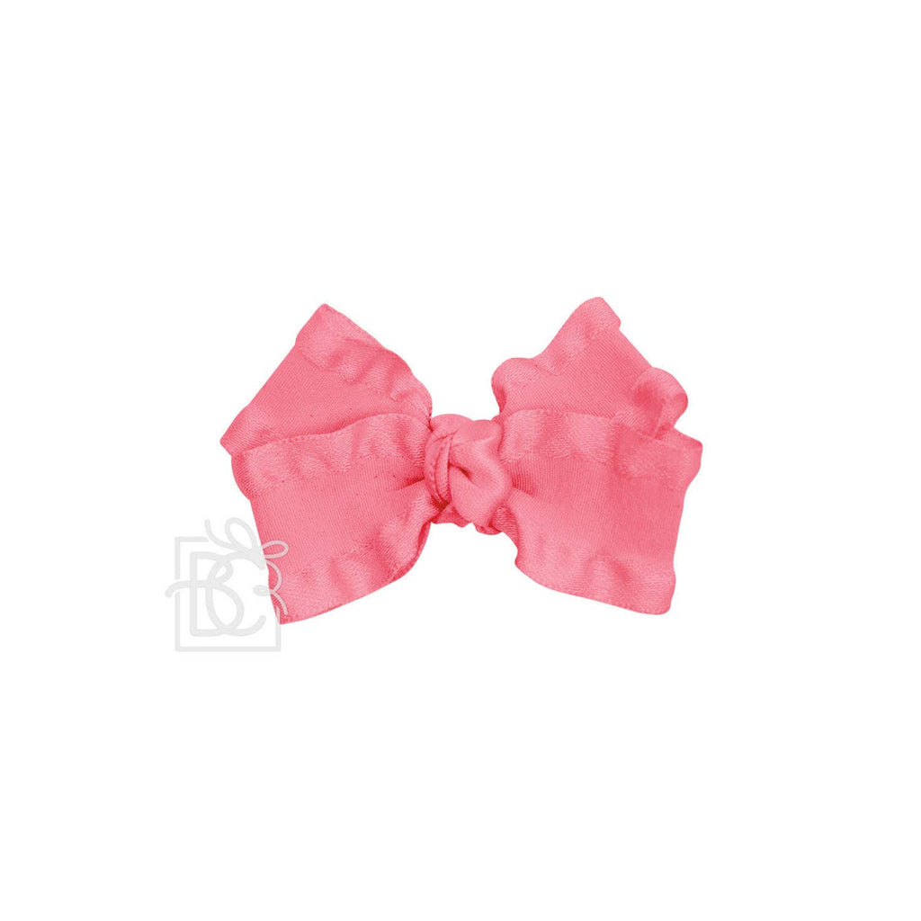 BROWN DOUBLE RUFFLE BOW ON CLIP