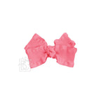 BROWN DOUBLE RUFFLE BOW ON CLIP