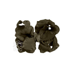 BROWN DOUBLE RUFFLE BOW ON CLIP