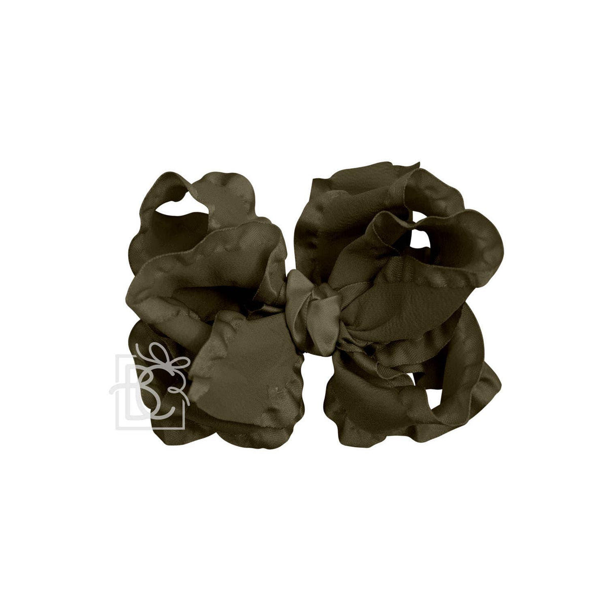 BROWN DOUBLE RUFFLE BOW ON CLIP