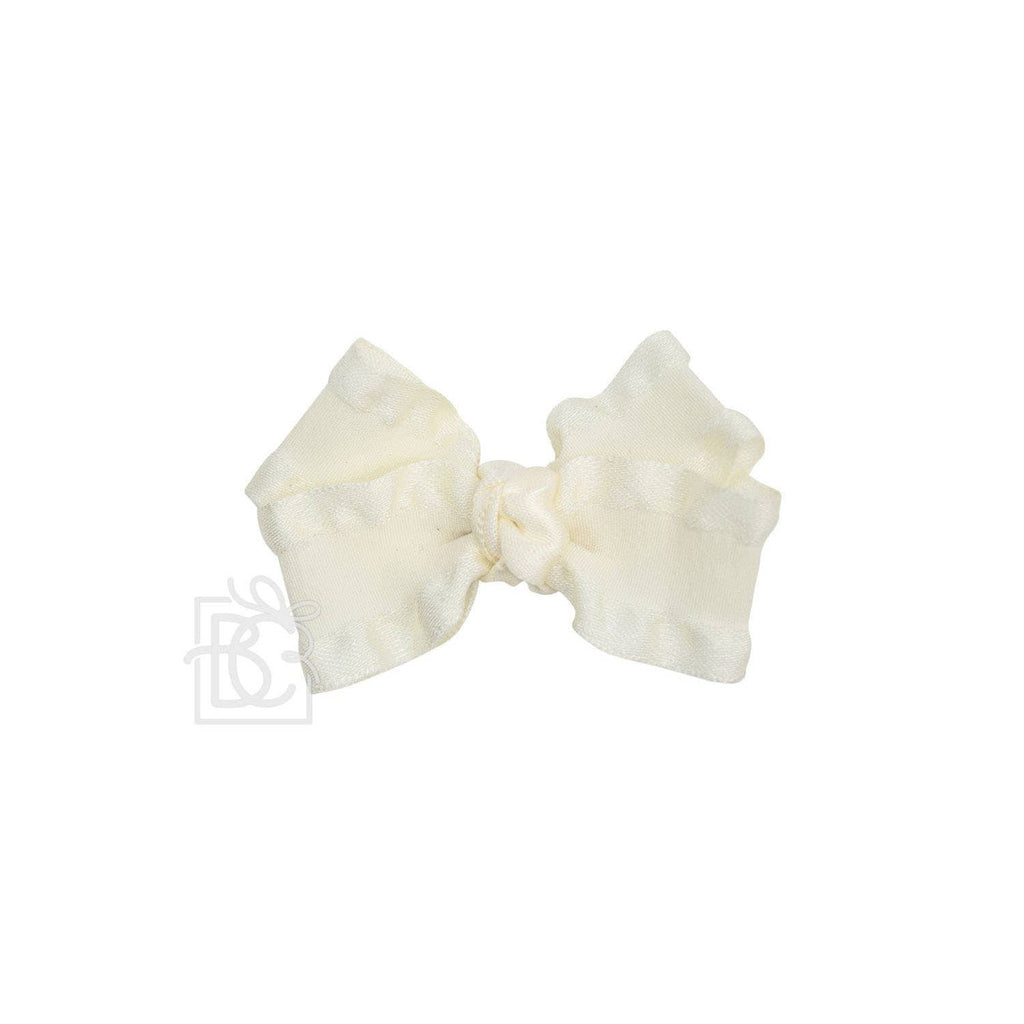 BROWN DOUBLE RUFFLE BOW ON CLIP