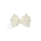 BROWN DOUBLE RUFFLE BOW ON CLIP