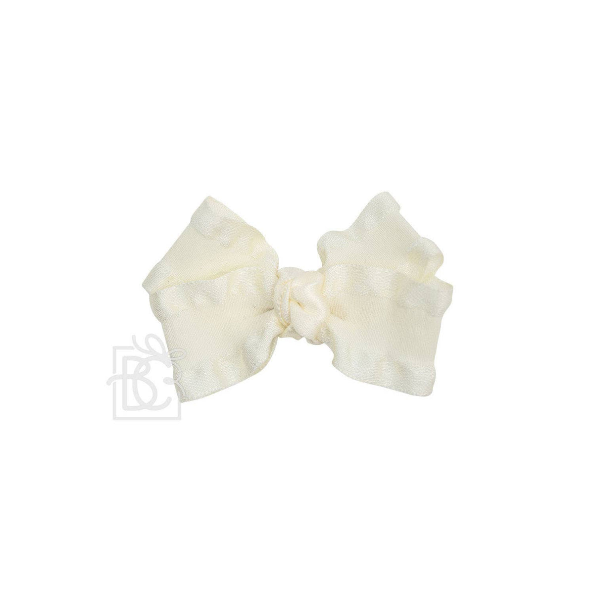 BROWN DOUBLE RUFFLE BOW ON CLIP