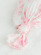 SoftSnooze™ Baby Girls Bamboo Viscose Bubblegum Butterfly Garden Toile Ruffle Knotted Sleep Gown & Bow Hat Set