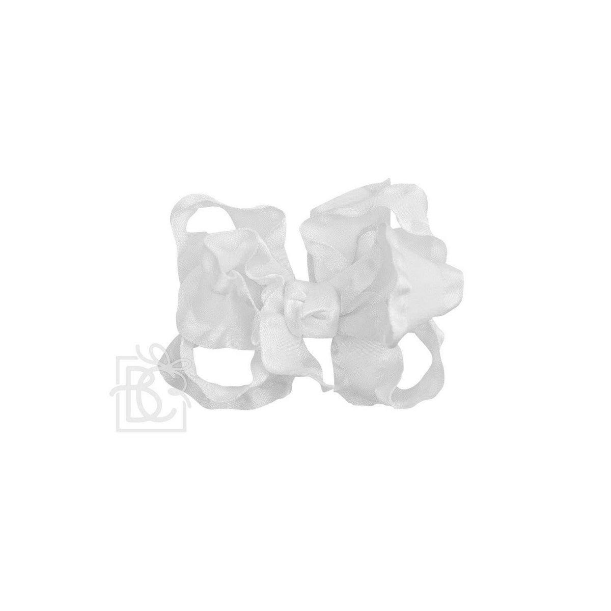 BROWN DOUBLE RUFFLE BOW ON CLIP
