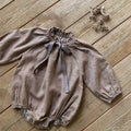 Baby Girls Vintage Floral/Plain Bow-Tie bubble