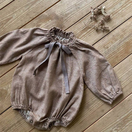 Baby Girls Vintage Floral/Plain Bow-Tie bubble