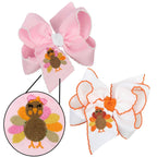 Embroidered Turkey Bow