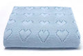 Blue Heart Cotton Knit Blanket