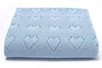 Blue Heart Cotton Knit Blanket