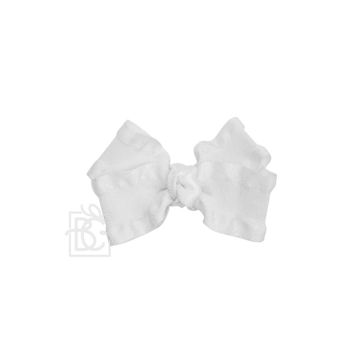 BROWN DOUBLE RUFFLE BOW ON CLIP