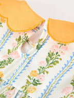 Fall Smocked Dress with Scallop Collar