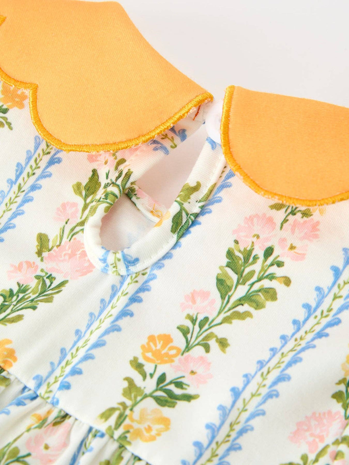 Fall Smocked Dress with Scallop Collar