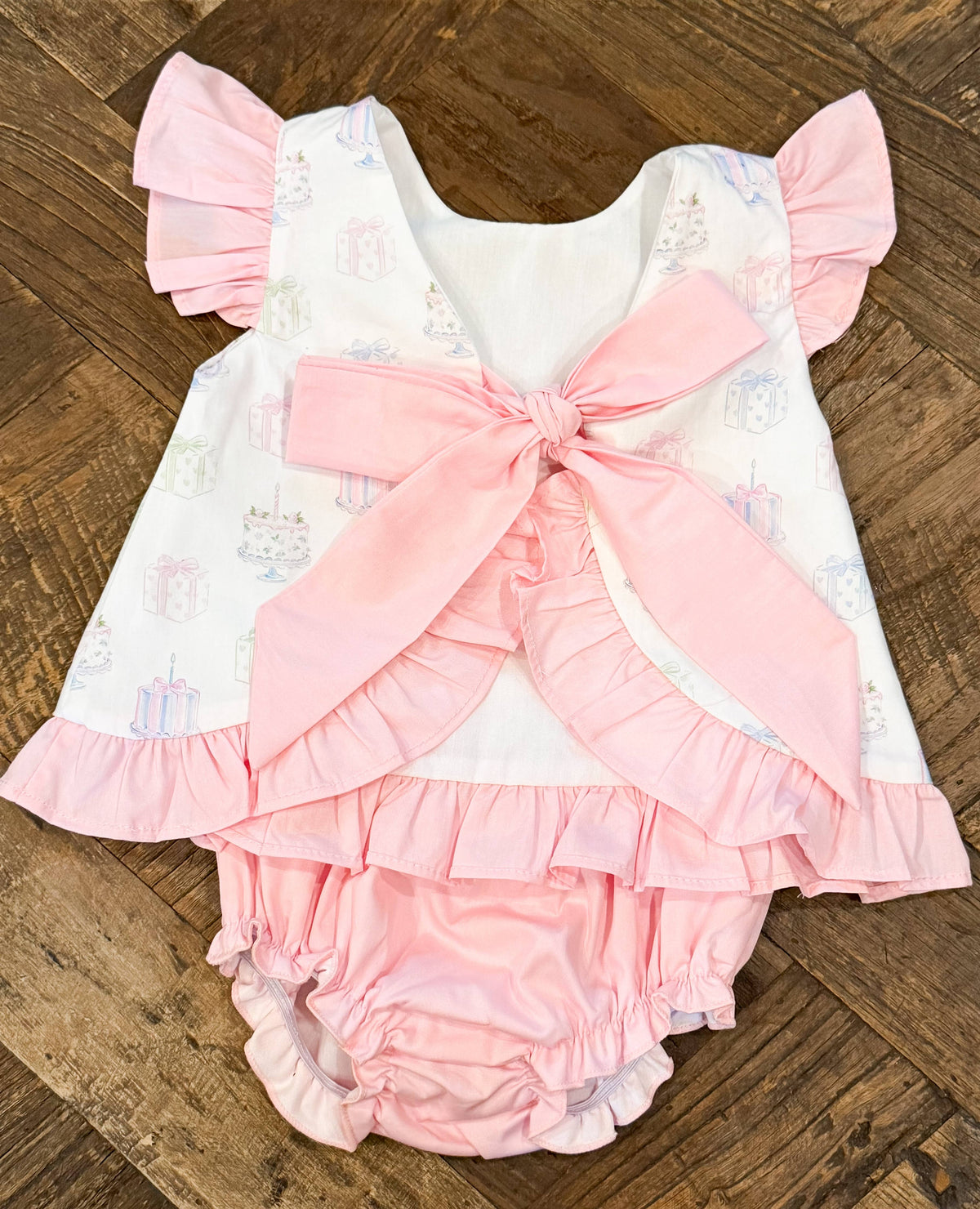 Girl's Birthday Bow Back Diaper/Shorts Set