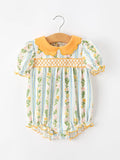 Fall Smocked Bubble with Scallop Collar