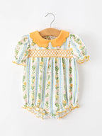Fall Smocked Bubble with Scallop Collar