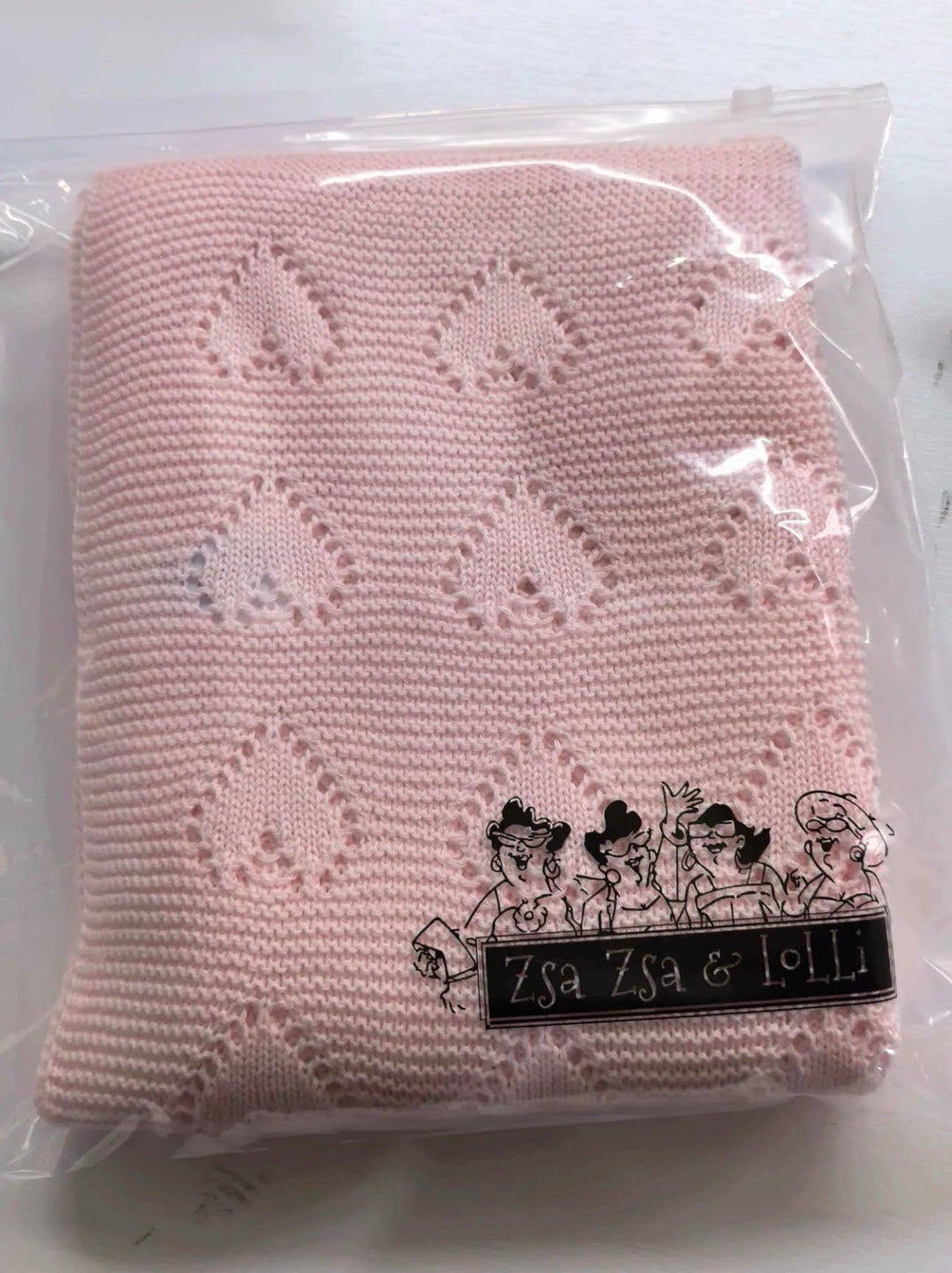 Pink Heart Cotton Knit Blanket