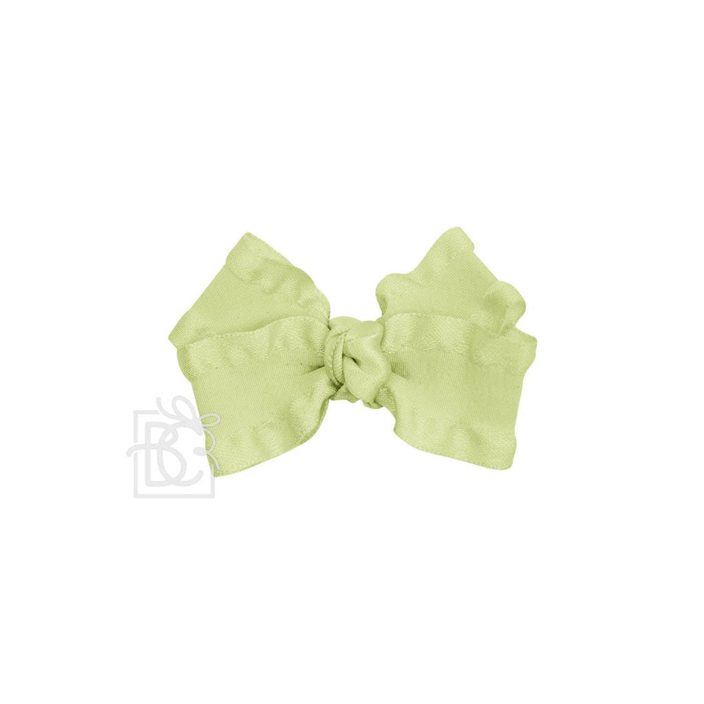 BROWN DOUBLE RUFFLE BOW ON CLIP