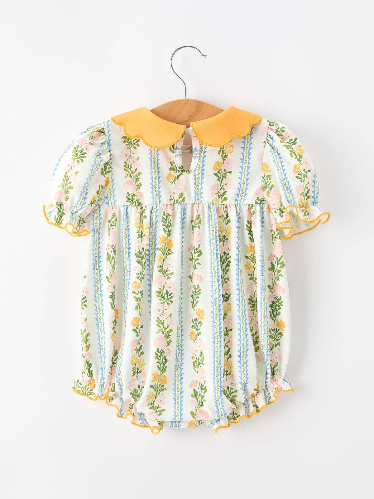 Fall Smocked Bubble with Scallop Collar
