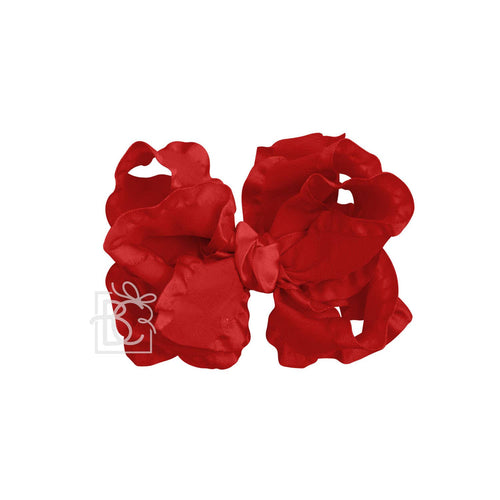 BROWN DOUBLE RUFFLE BOW ON CLIP